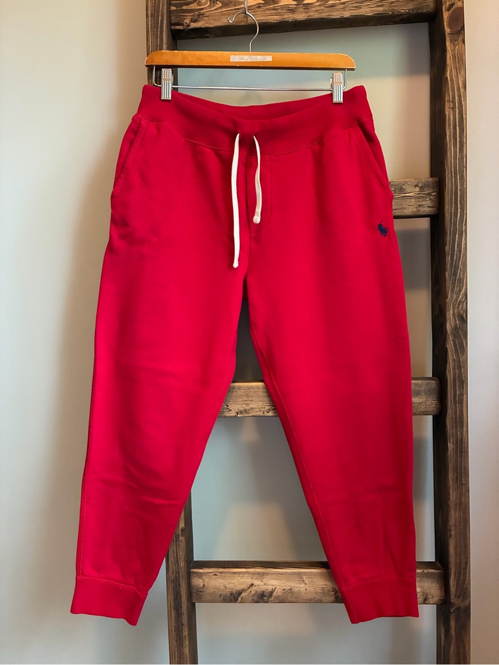 Polo Ralph Lauren Men's M Red Fleece Jogger Sweatpants Pony Logo